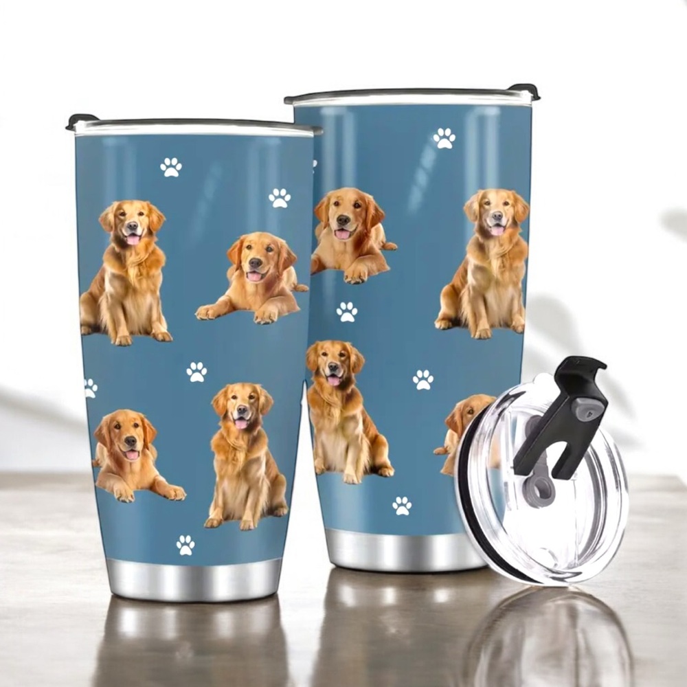 Golden Retriever Dog Tumbler with Lid 20oz stainless steel